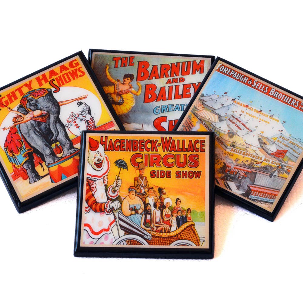 Circus Poster Coaster Set by Quirks! at Shirley Shoppe