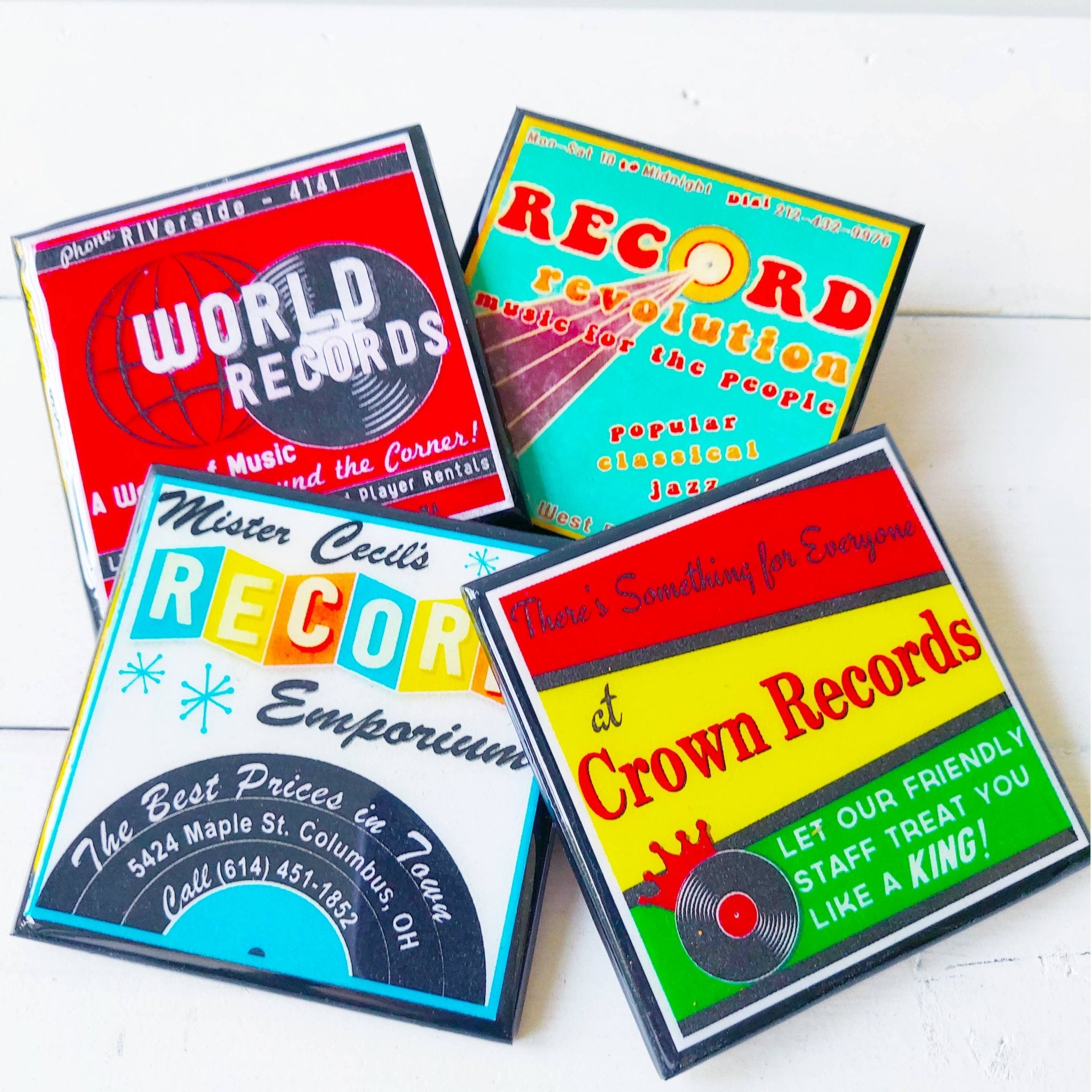 Classic Record Shop Drink Coaster Set by Quirks! at Shirley Shoppe