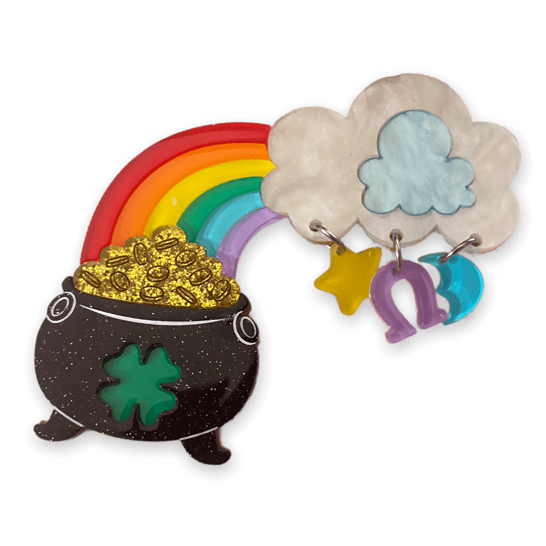 Clover the Rainbow Brooch by Lipstick & Chrome by Quirks! at Shirley Shoppe
