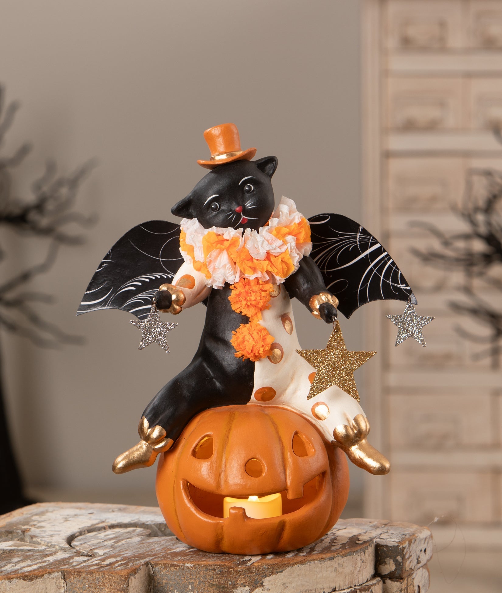 Clowning Cat on Jack | Halloween Decor | Bethany Lowe by Quirks! at Shirley Shoppe