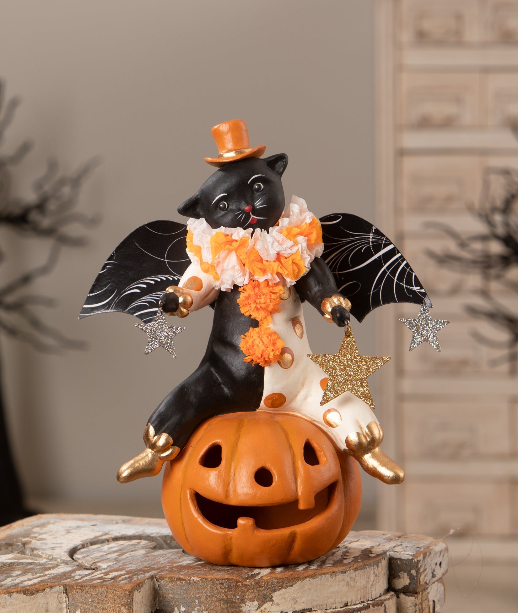 Clowning Cat on Jack | Halloween Decor | Bethany Lowe by Quirks! at Shirley Shoppe
