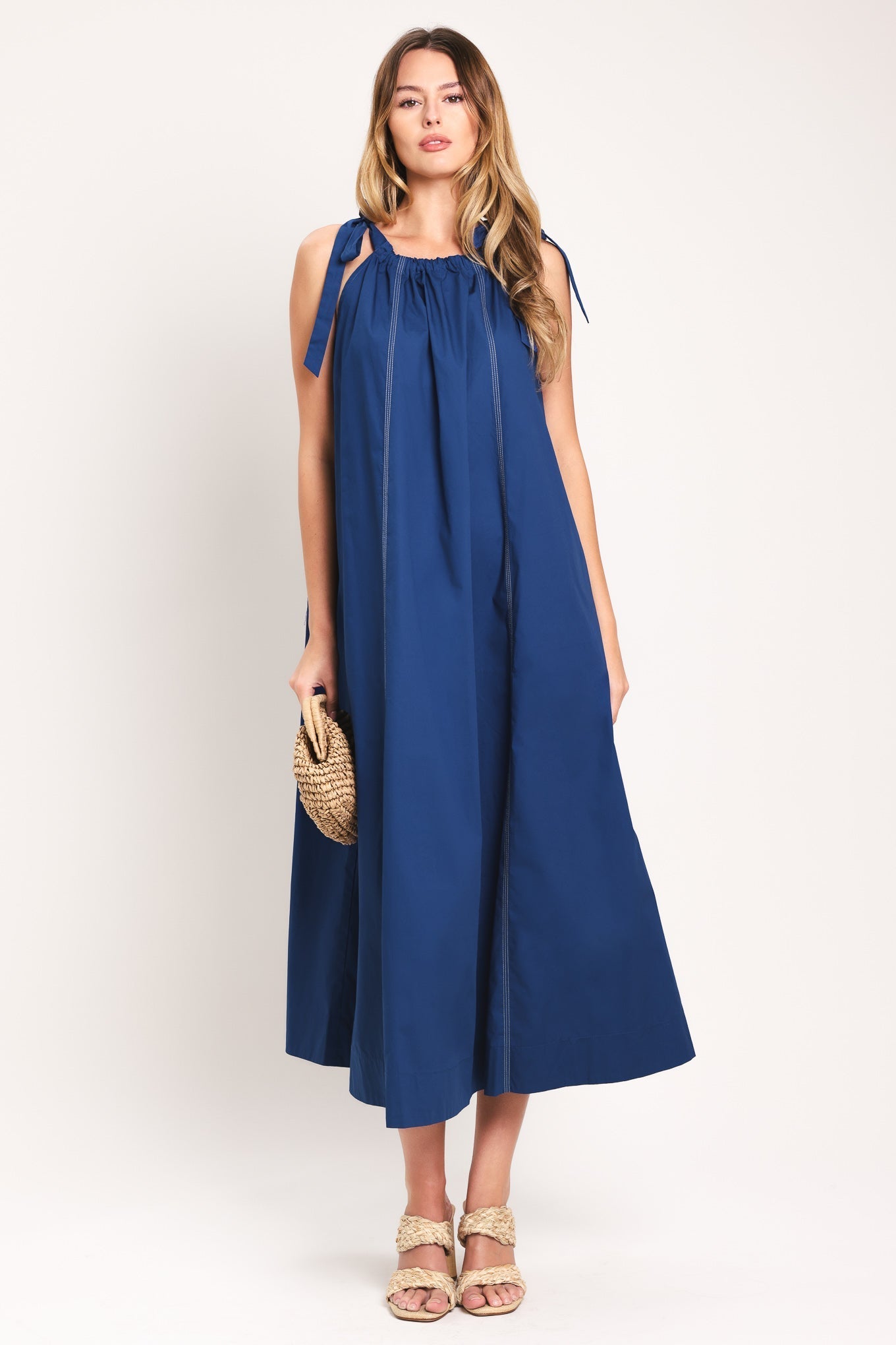 COASTAL EASE WOVEN MIDI DRESS by Flying Tomato at Shirley Shoppe
