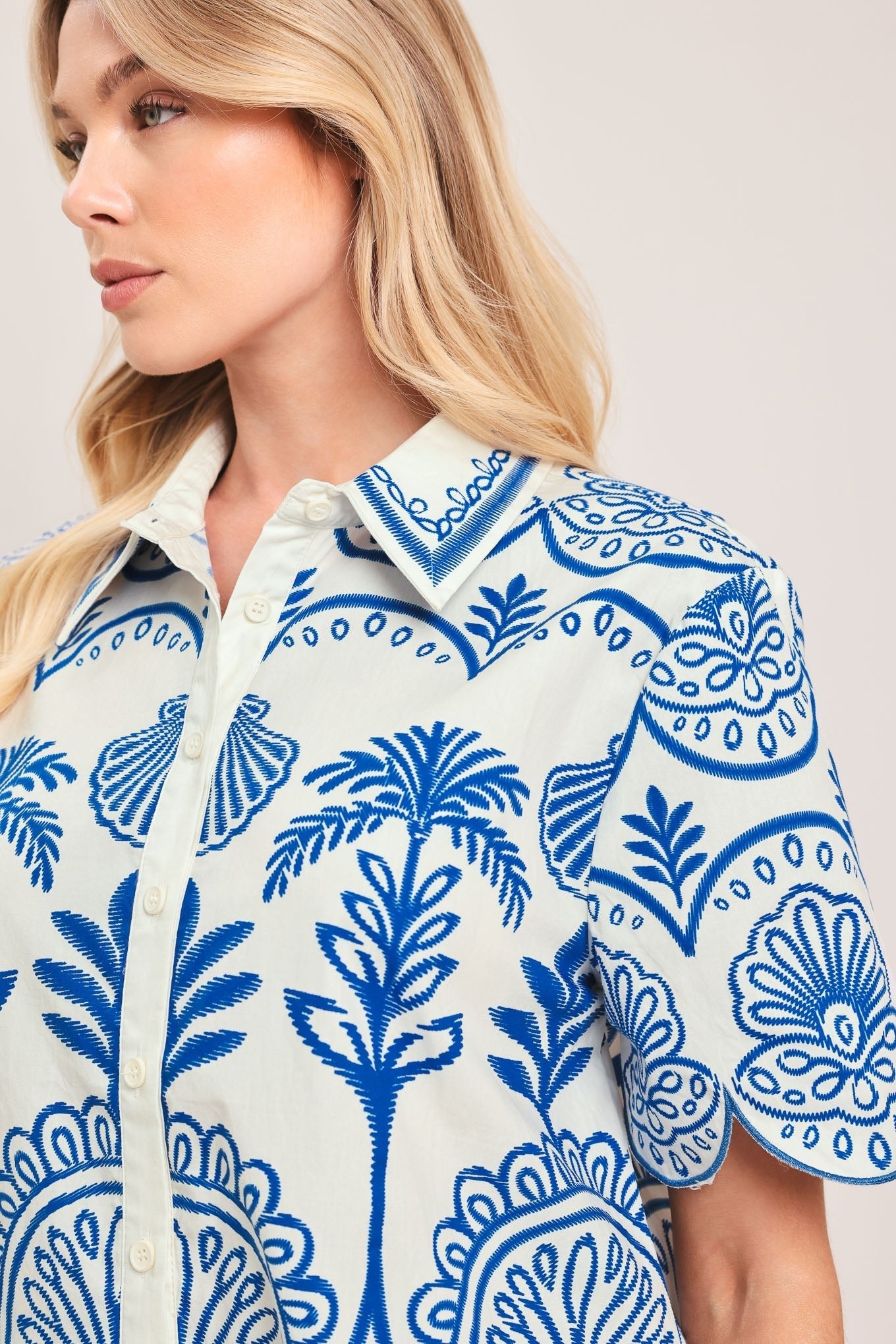 COASTLINE PALM WOVEN TOP by Flying Tomato at Shirley Shoppe