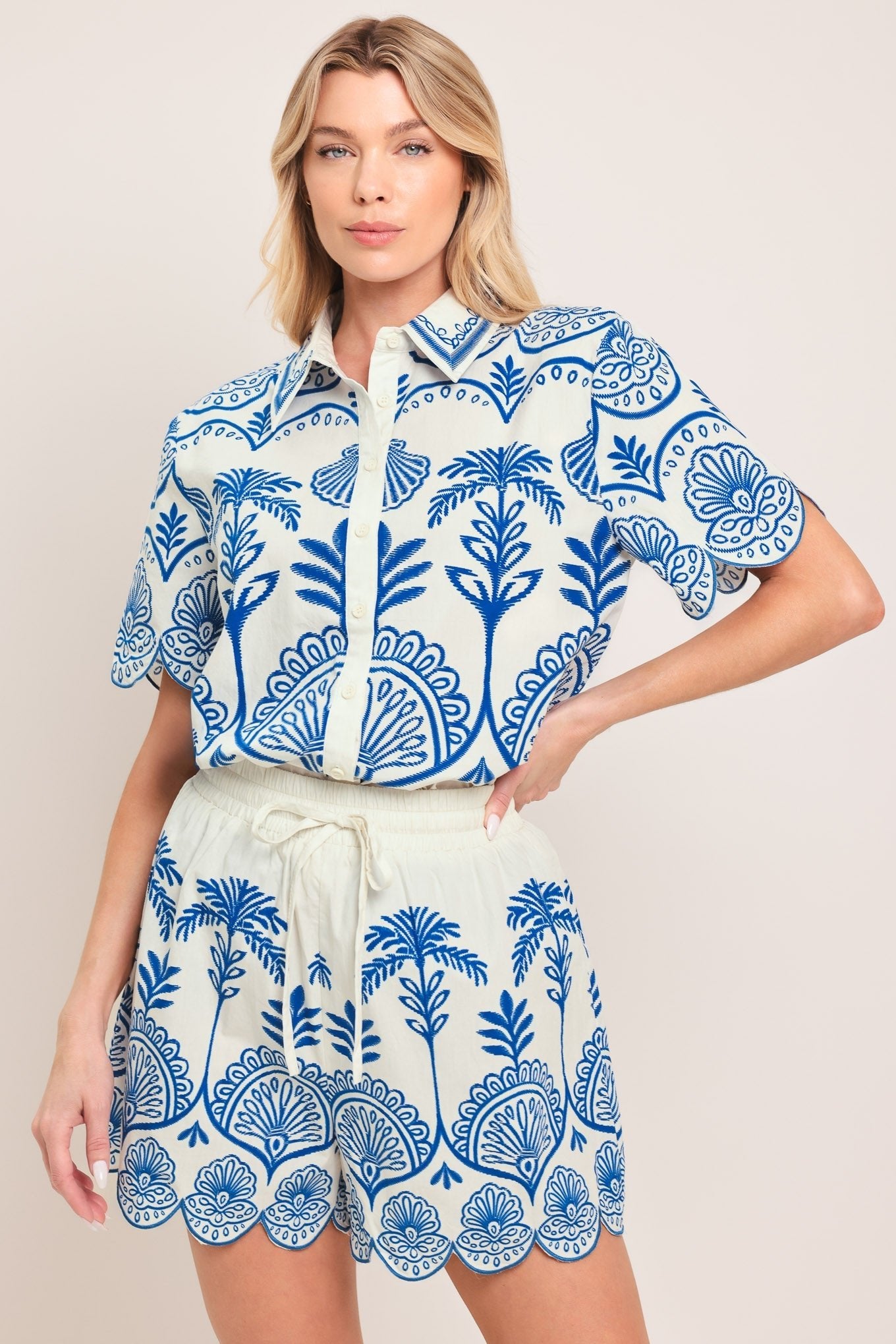 COASTLINE PALM WOVEN TOP by Flying Tomato at Shirley Shoppe