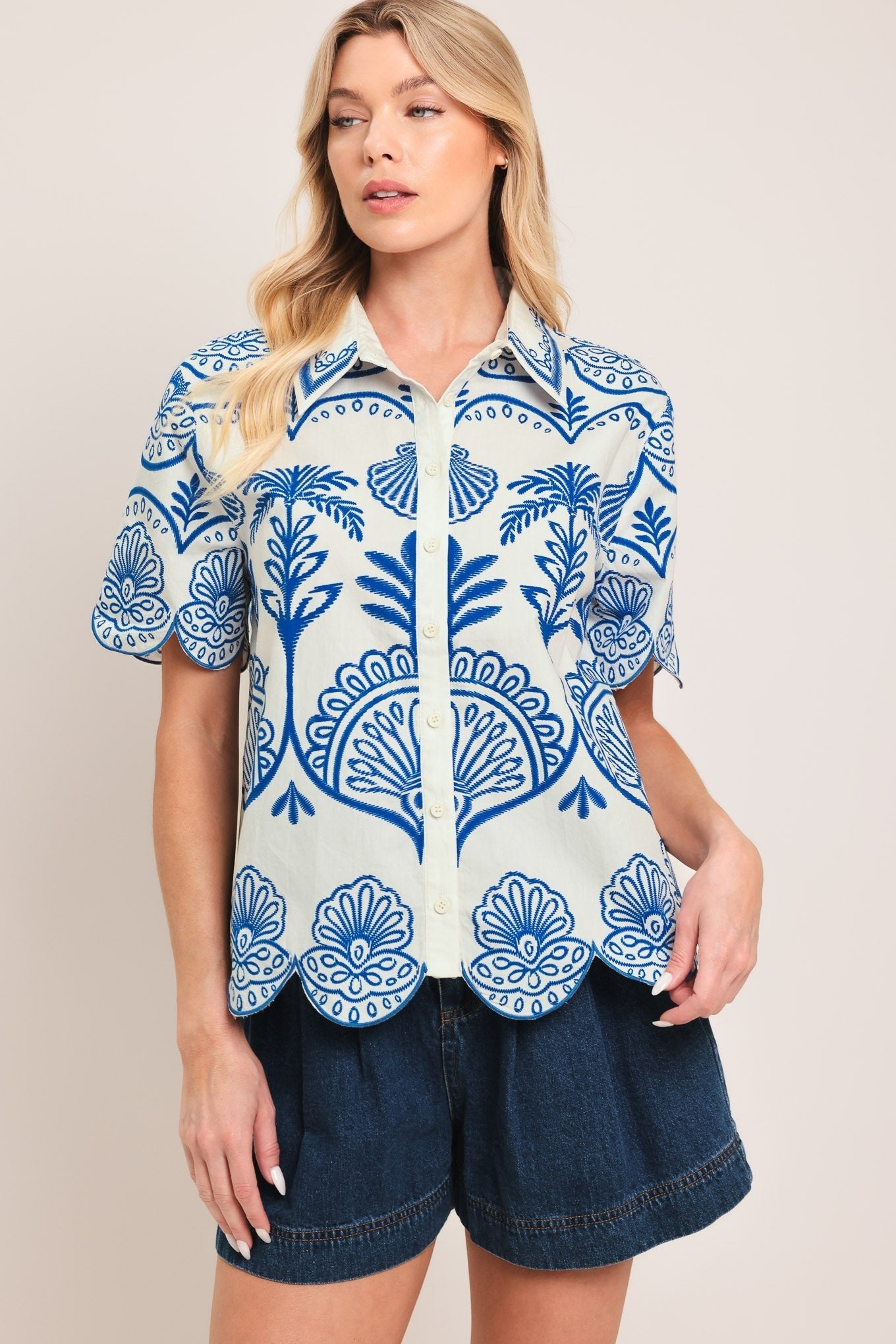 COASTLINE PALM WOVEN TOP by Flying Tomato at Shirley Shoppe