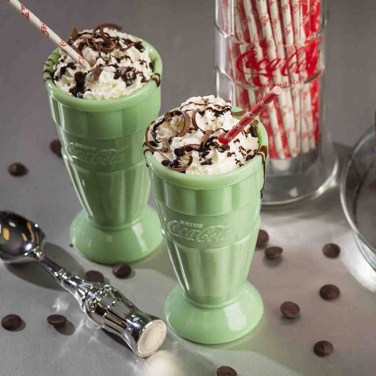 Coca - Cola Jadeite Malt Tumbler, 16 oz Set of 2, Jadeite Glass by Quirks! at Shirley Shoppe