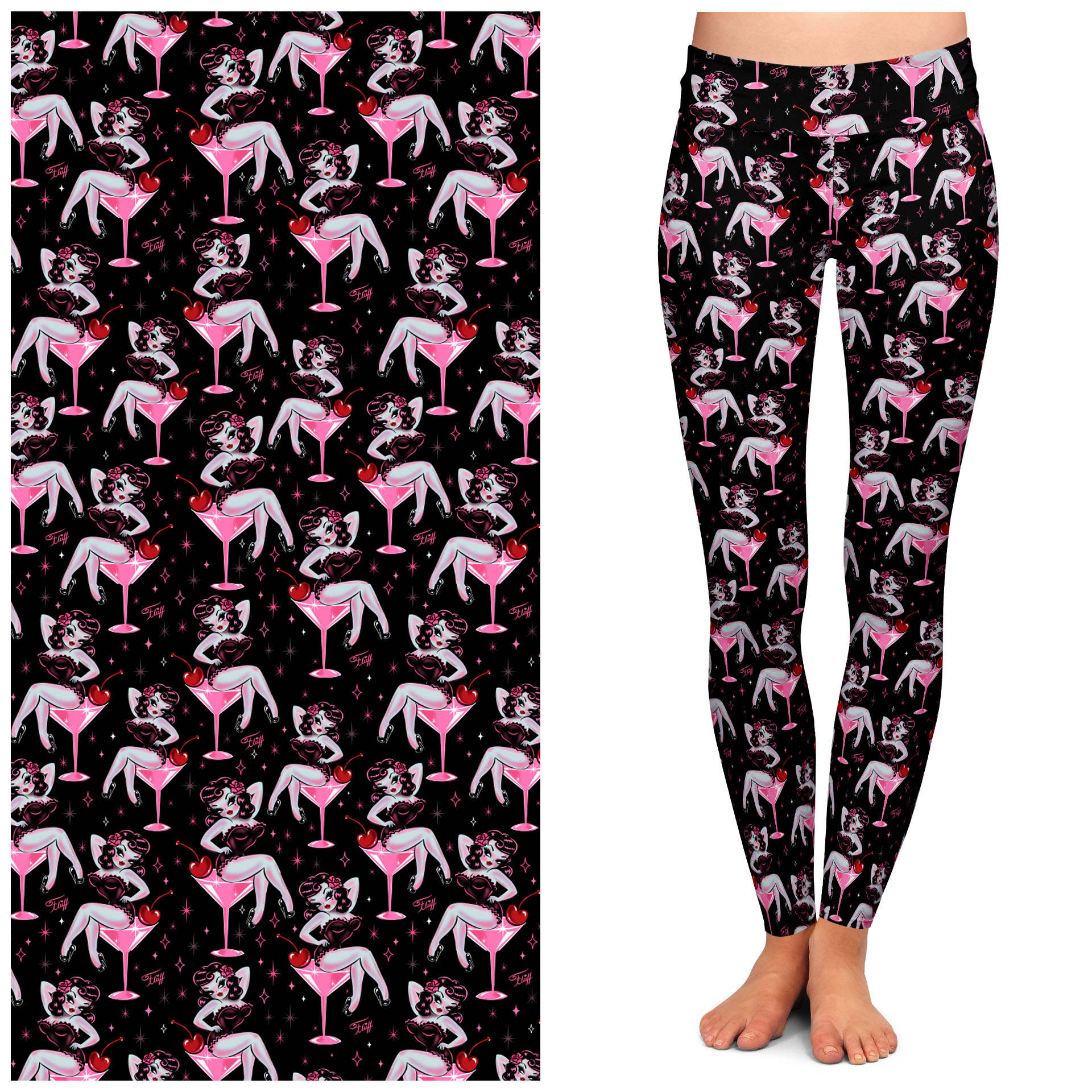 Cocktail Crush Leggings by Miss Fluff x Lipstick & Chrome TC2 by Quirks! at Shirley Shoppe