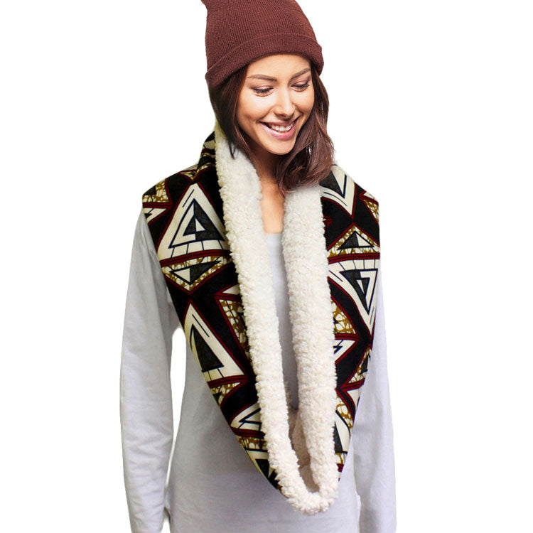 Colorful Pattern Soft Sherpa Infinity Scarf