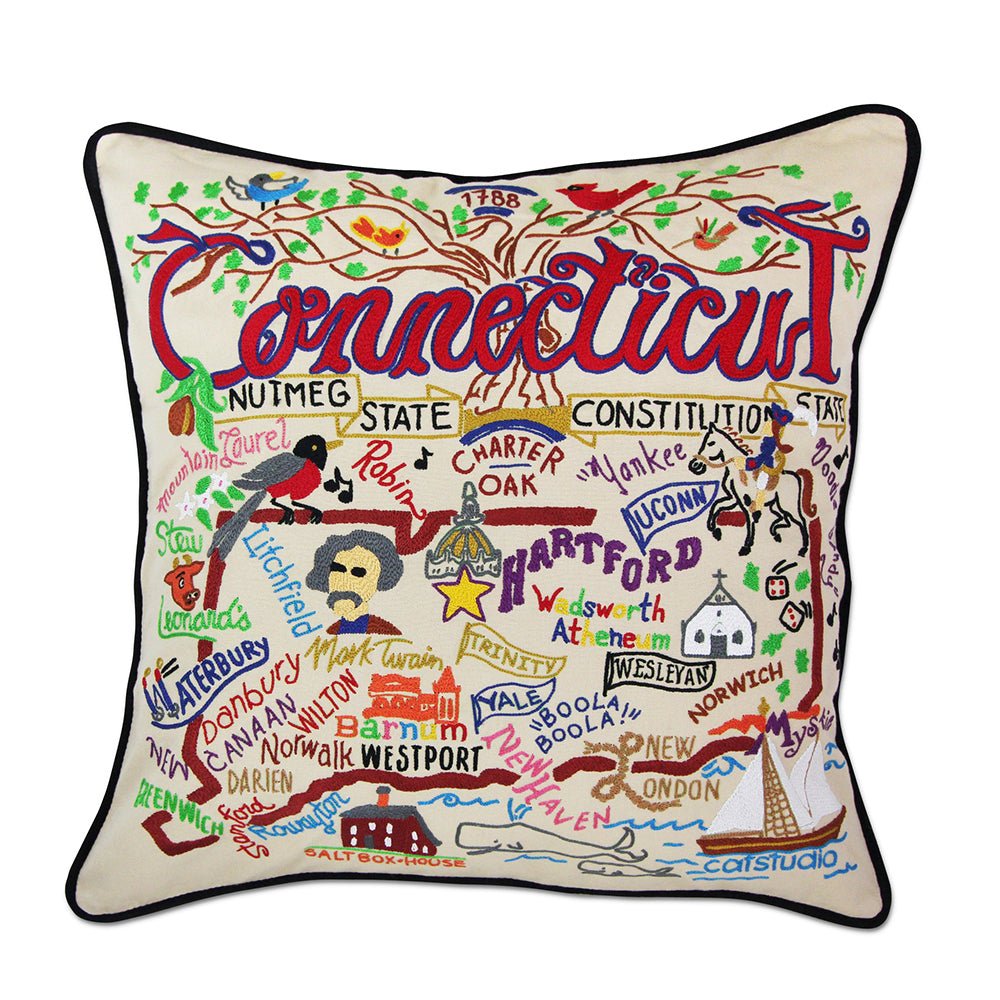 Connecticut Hand - Embroidered Pillow by Quirks! at Shirley Shoppe