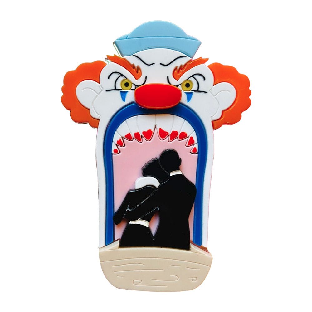 Creepy Funfair Collection - Scary Clown Tunnel Acrylic Brooch by Makokot Design by Quirks! at Shirley Shoppe