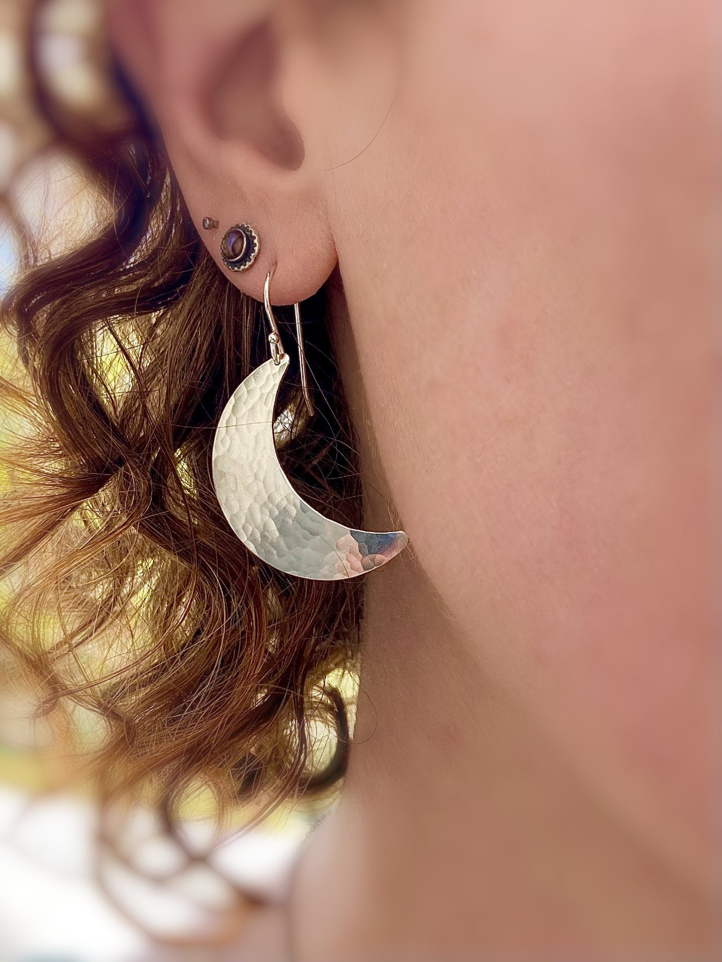 Crescent Moon Earrings in Sterling Silver | Moon Phase Earrings by Alison Morse at Shirley Shoppe