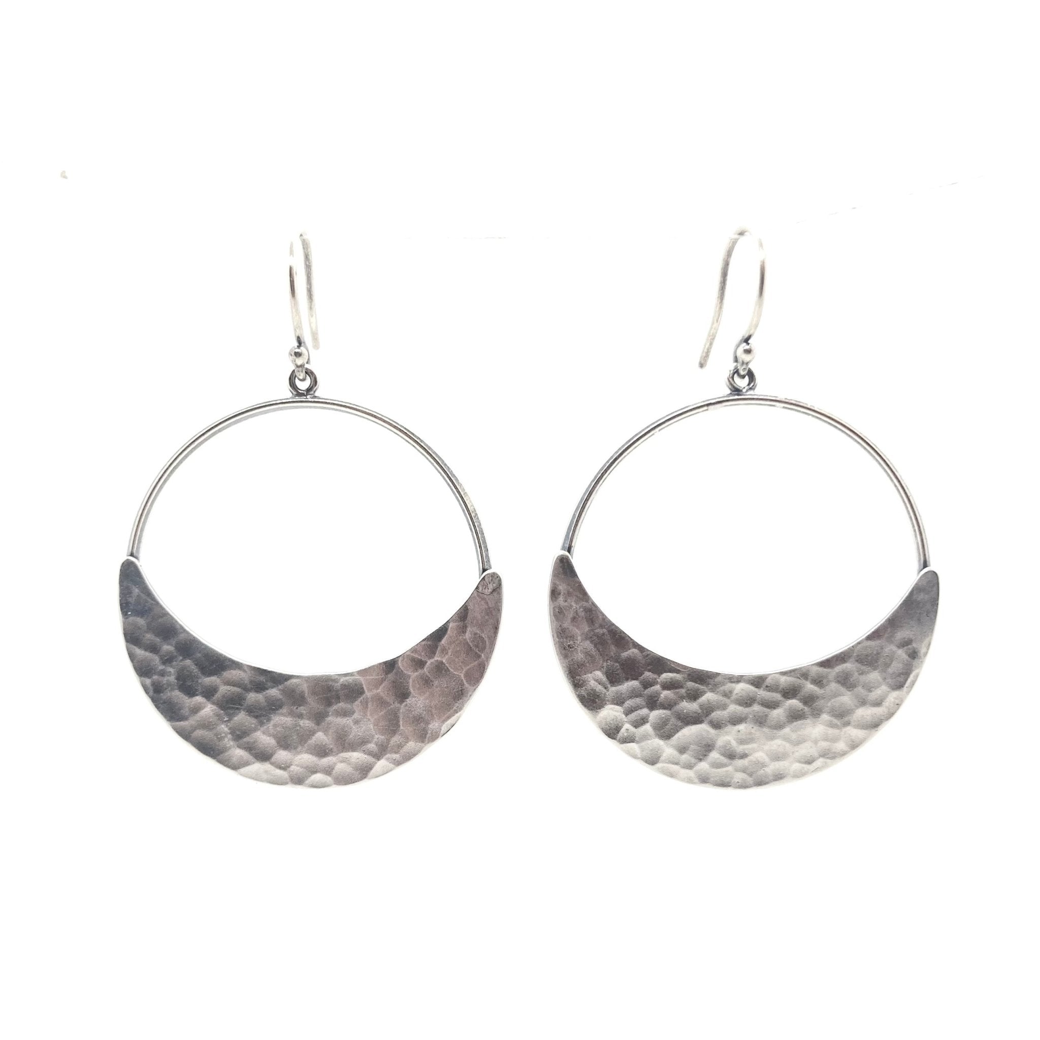 Crescent Moon Hoop Earrings in Sterling Silver | Moon Phase Earrings by Alison Morse at Shirley Shoppe