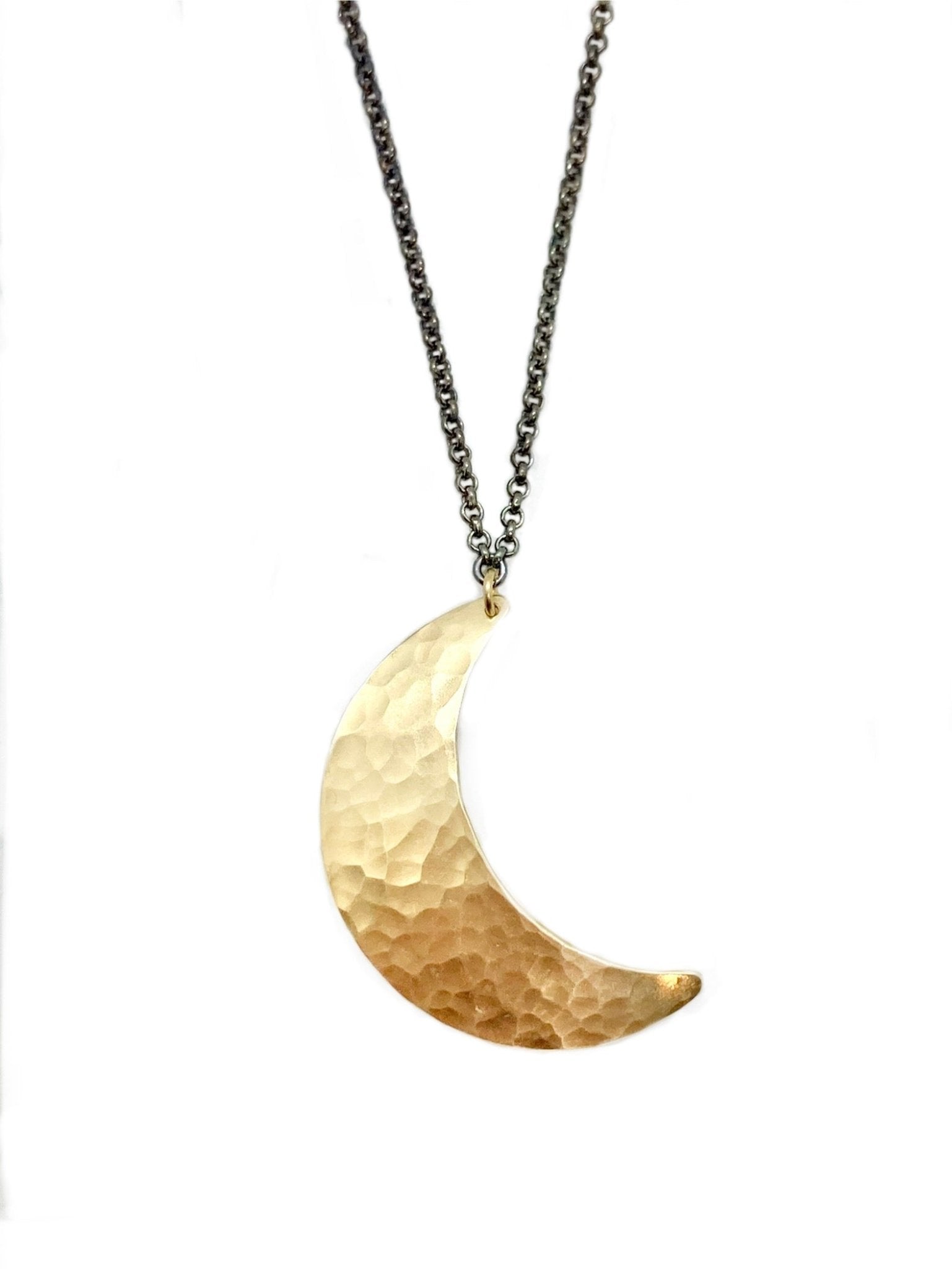Crescent Moon Necklace in Brass | Moon Phase Necklace by Alison Morse at Shirley Shoppe