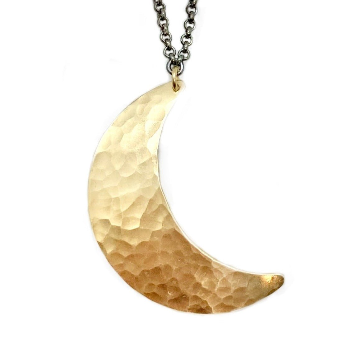 Crescent Moon Necklace in Brass | Moon Phase Necklace by Alison Morse at Shirley Shoppe