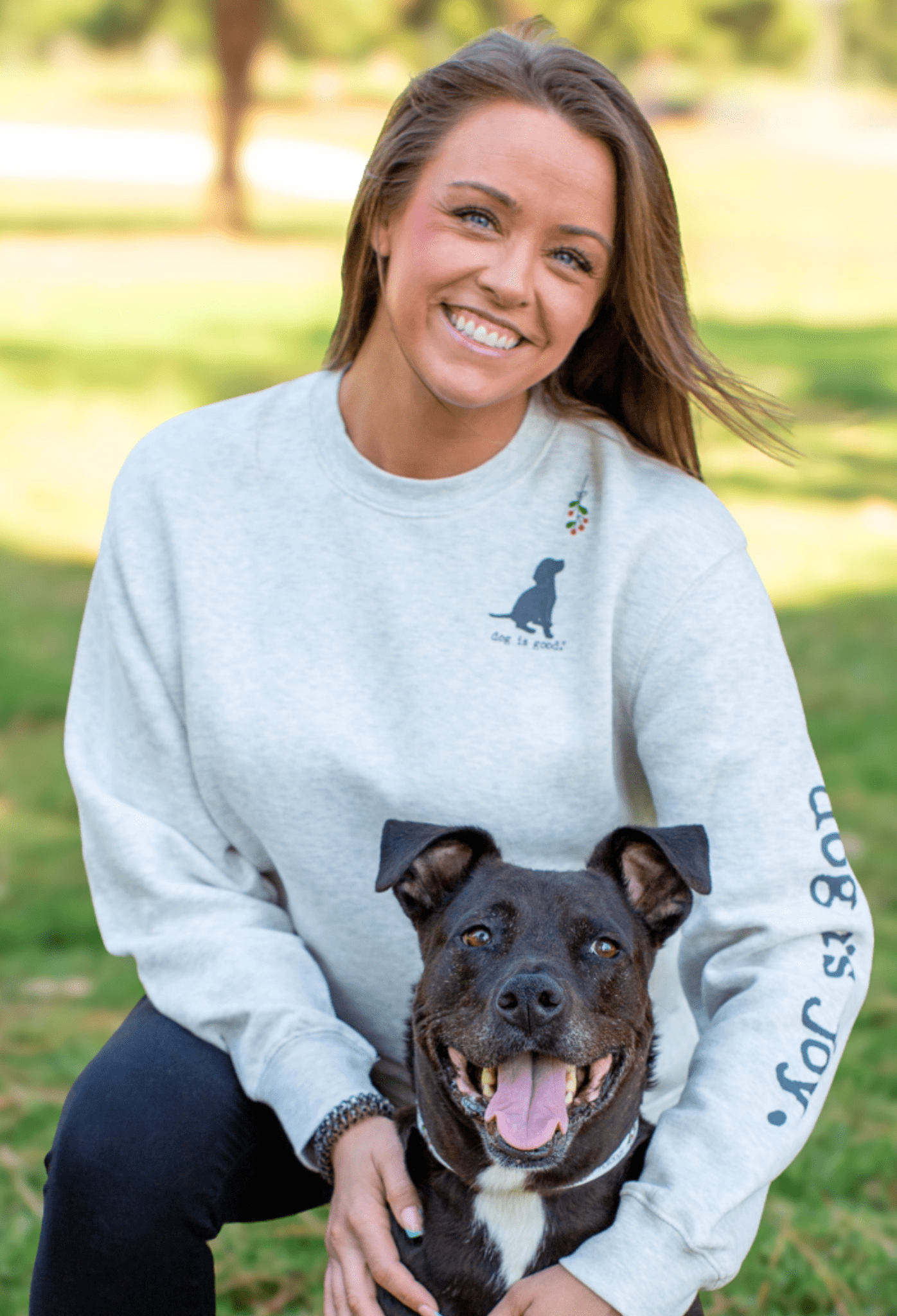 Crew Neck Fleece: Dog is Joy - Mistletoe (Holiday) by Dog is Good at Shirley Shoppe