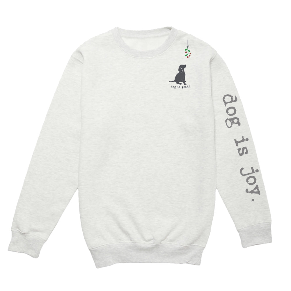 Crew Neck Fleece: Dog is Joy - Mistletoe (Holiday) by Dog is Good at Shirley Shoppe