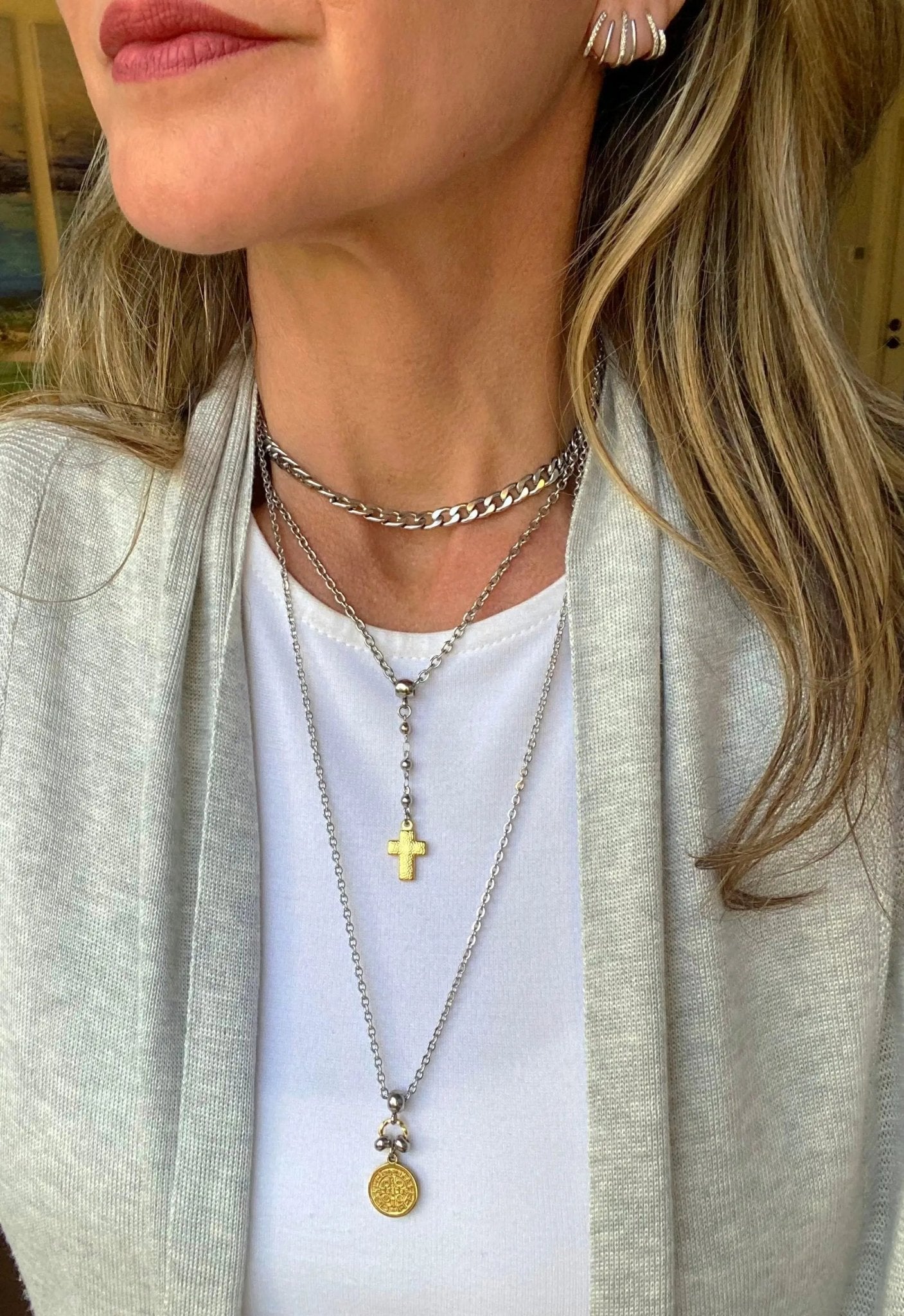 CROSS LARIAT CHOKER by Bellaforma Jewelry at Shirley Shoppe