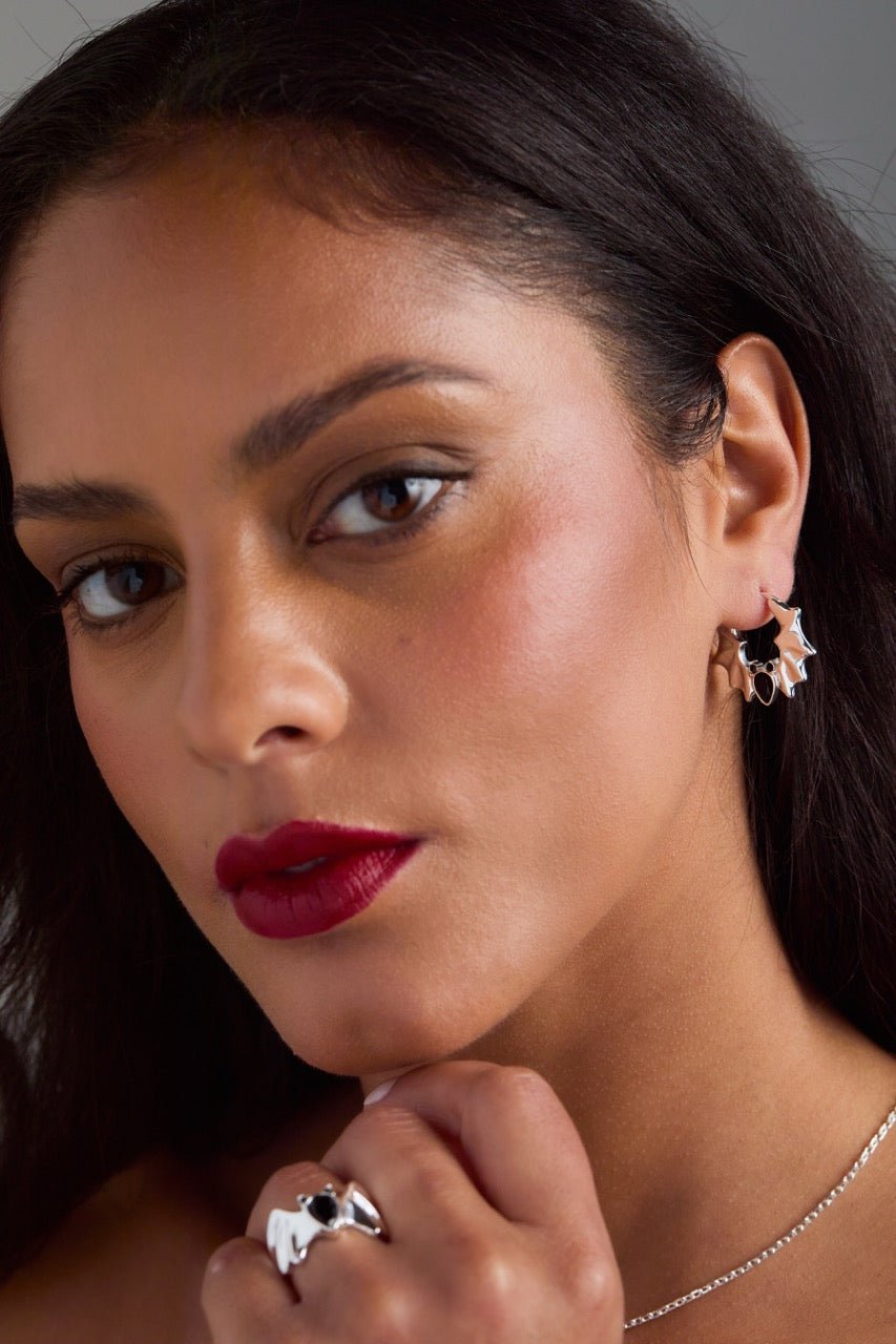 Crystal Bat Hoop Earrings by ALEX AND ANI at Shirley Shoppe