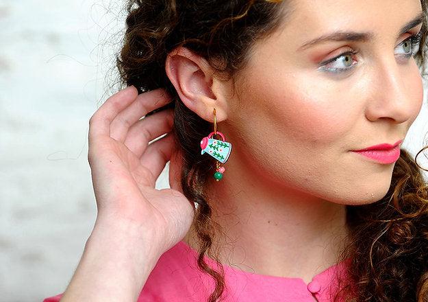 Cup and Teapot Hoop Earrings by Laliblue by Quirks! at Shirley Shoppe