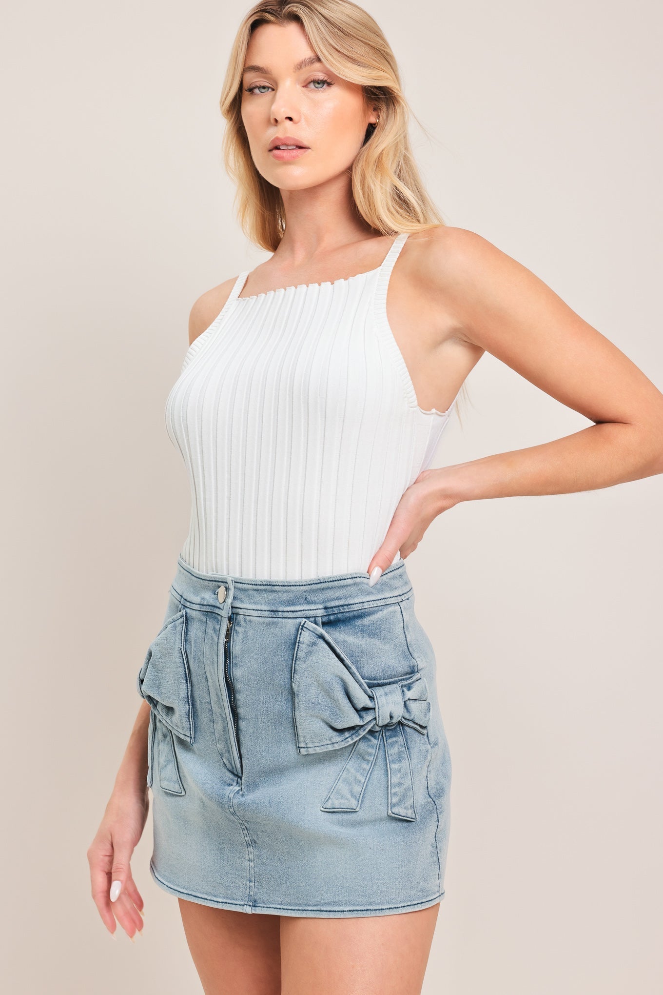CUTE MOMENT DENIM SKORT by Flying Tomato at Shirley Shoppe