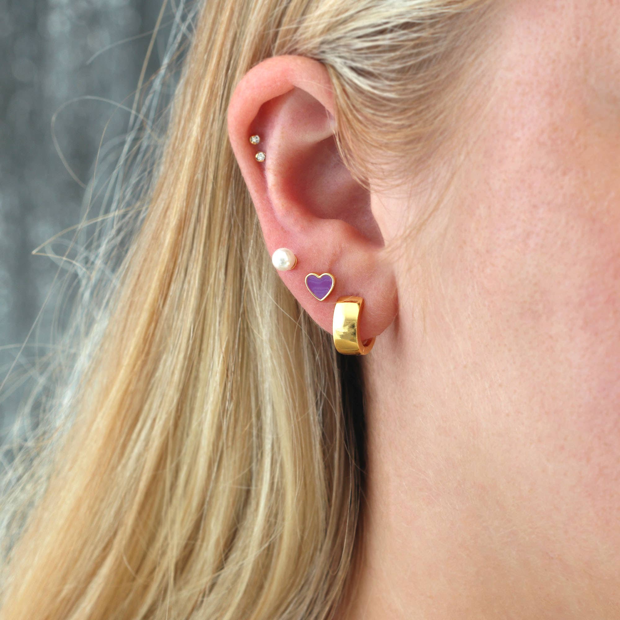 Kris Nations - Wide Hinged Huggie Hoop Earrings 18K Gold Vermeil | Sterling Silver 12mm Hoops Hinge Closure Nickel Free Hypoallergenic Ships from CA