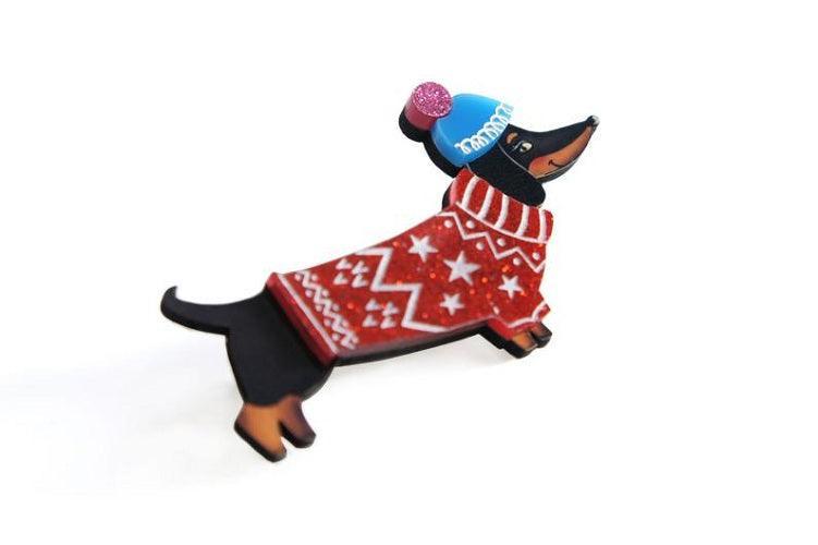 Dachshund Dog in Sweater Brooch by Laliblue by Quirks! at Shirley Shoppe