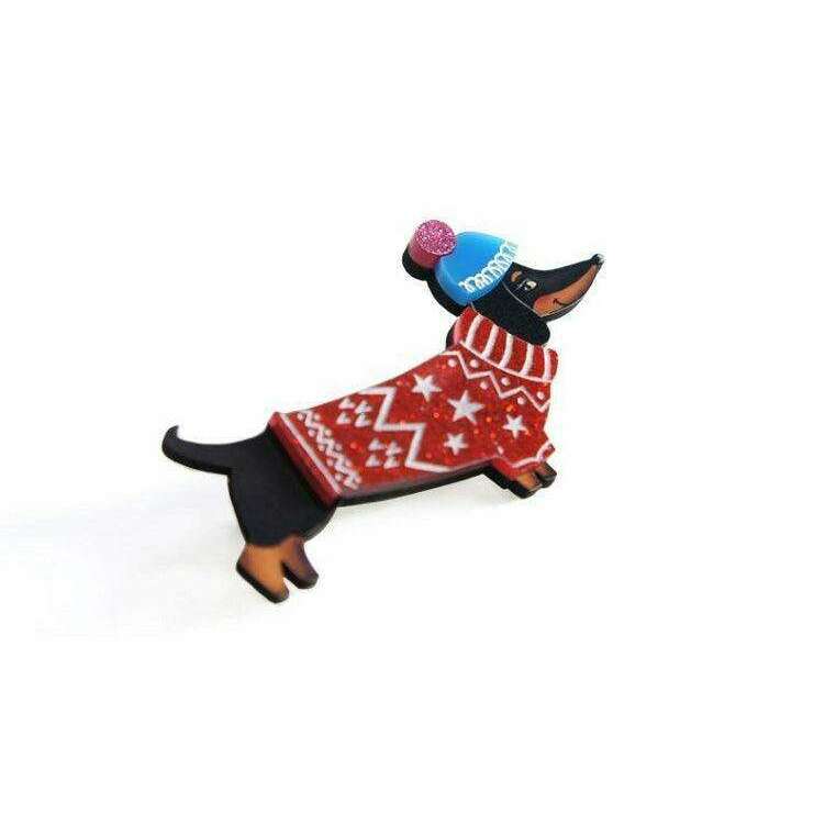 Dachshund Dog in Sweater Brooch by Laliblue
