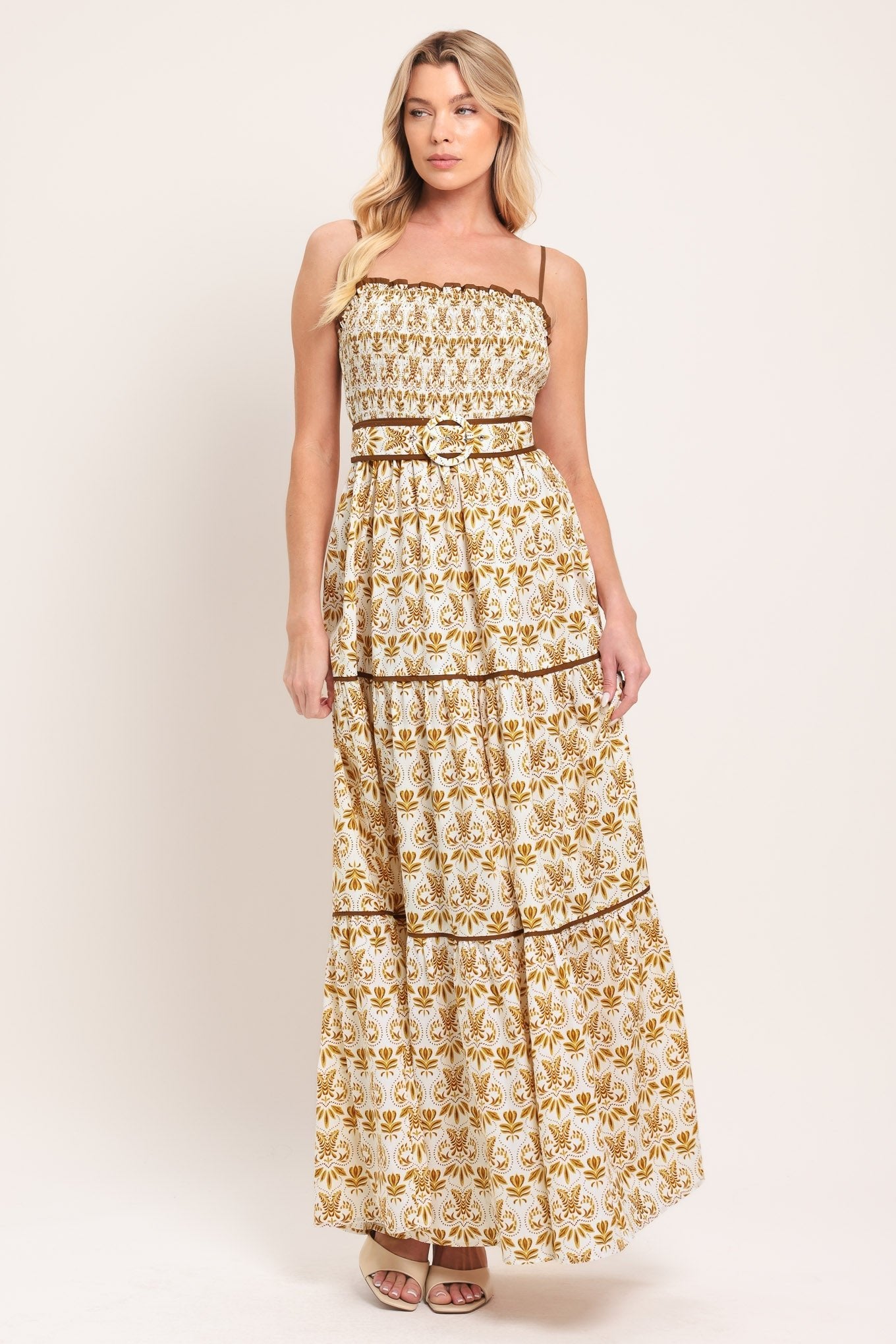 DAINTY FLORA WOVEN MAXI DRESS by Flying Tomato at Shirley Shoppe