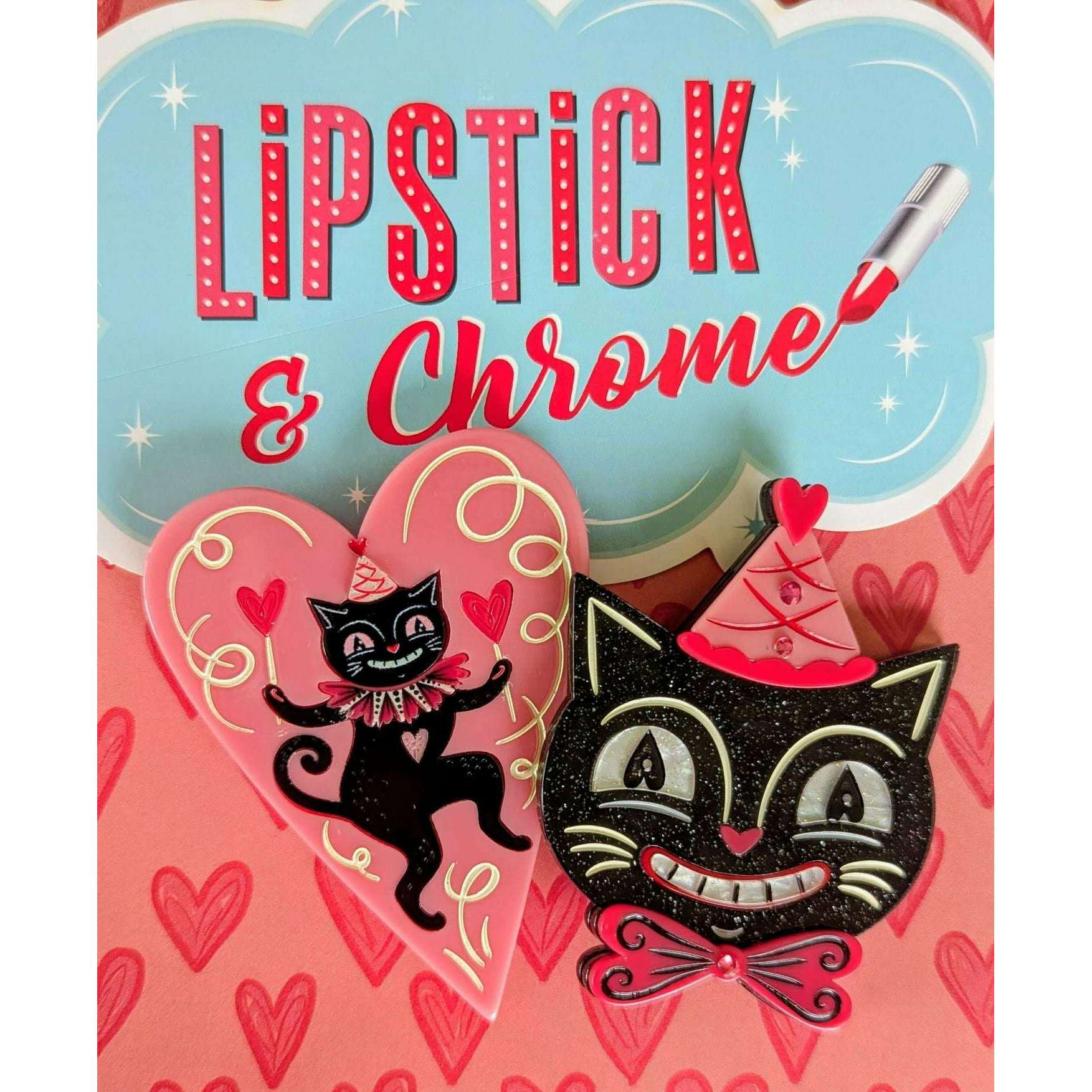 Dancing Cat in Heart Brooch by Johanna Parker x Lipstick & Chrome