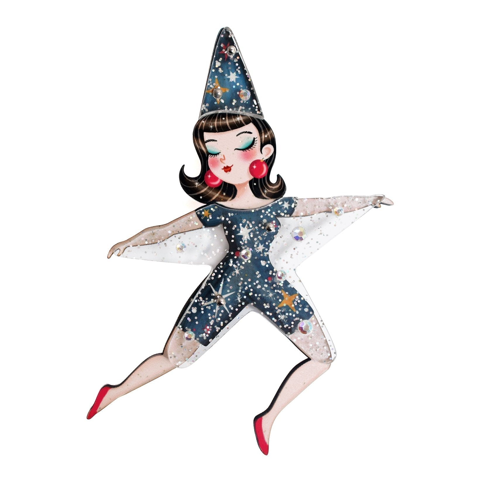 Dancing Star Girl Brooch by Laliblue – Retro Kitschy Statement Brooch for Collectors by Quirks! at Shirley Shoppe