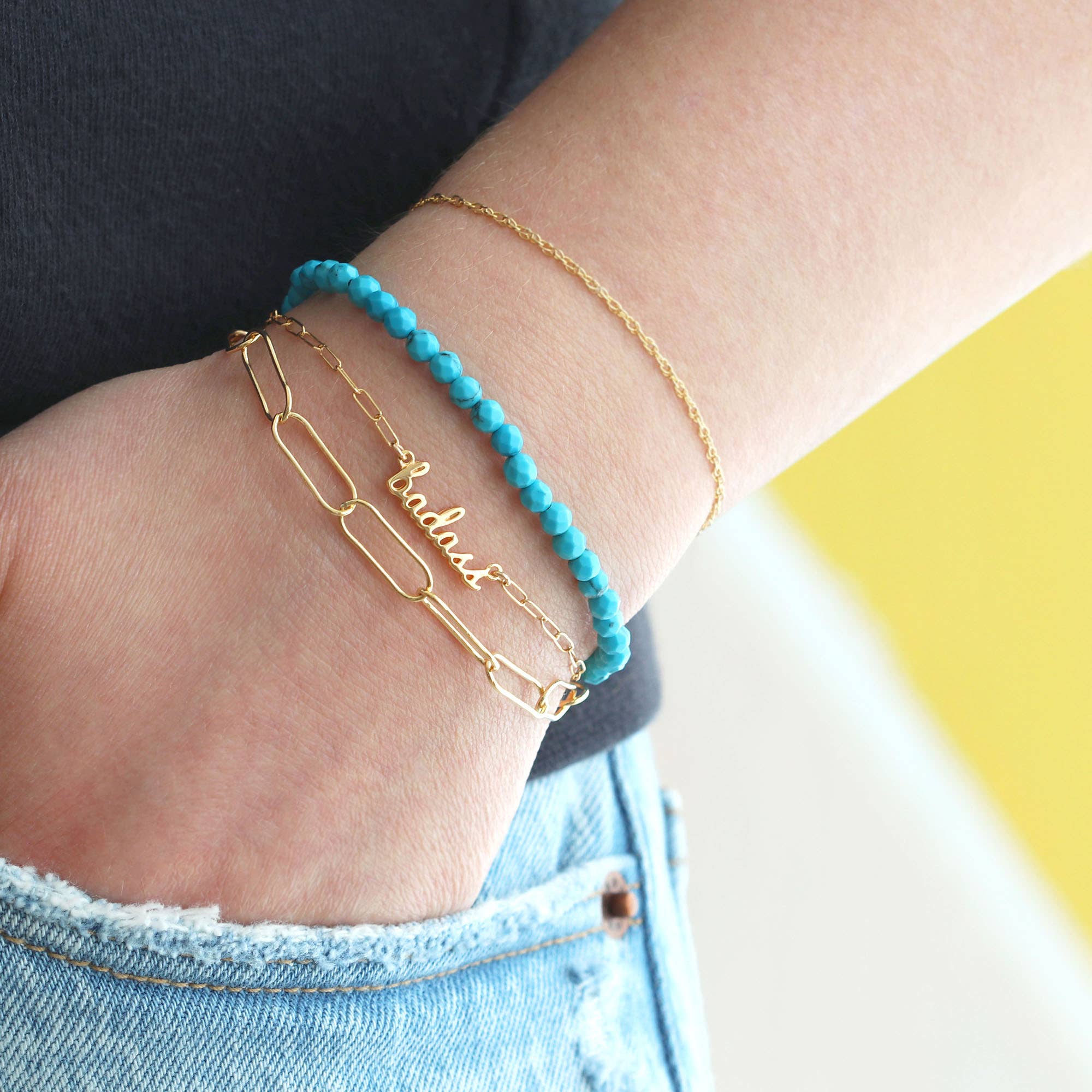 Kris Nations - Large Link Chain Bracelet Gold Filled | Sterling Silver Adjustable up to 7.5 Inches Lobster Clasp Nickel Free Ships from CA