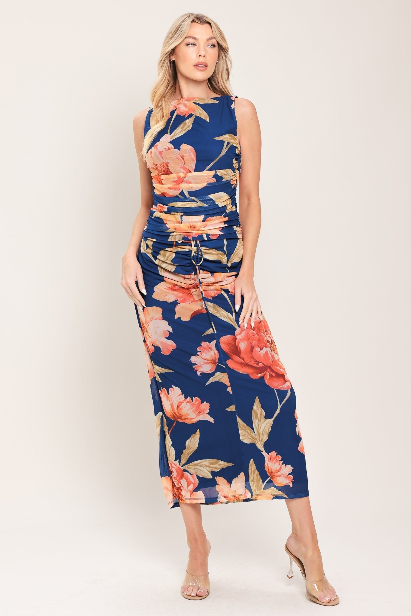 DEEP SEA BLOOM POWER MESH MIDI SKIRT by Flying Tomato at Shirley Shoppe