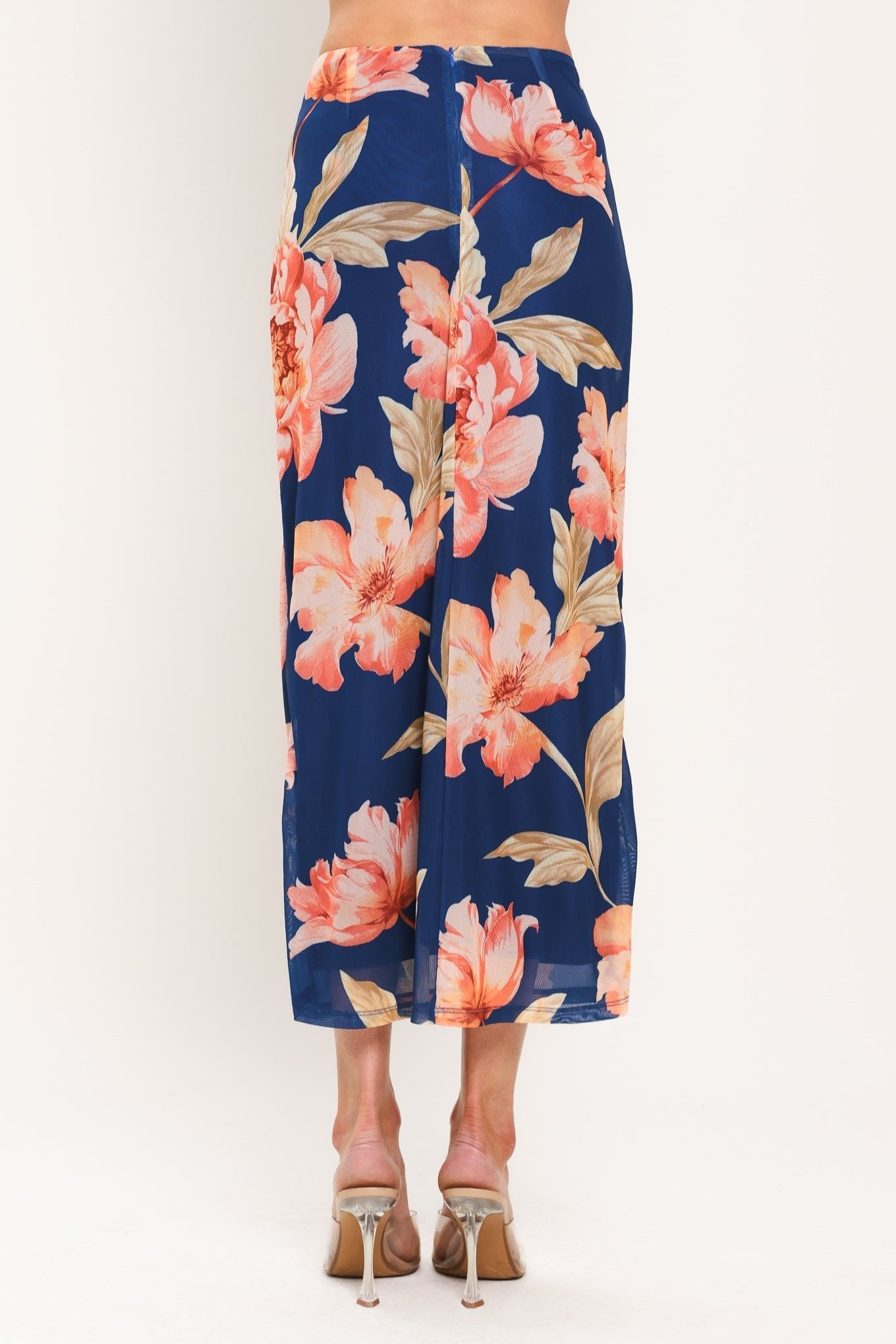 DEEP SEA BLOOM POWER MESH MIDI SKIRT by Flying Tomato at Shirley Shoppe