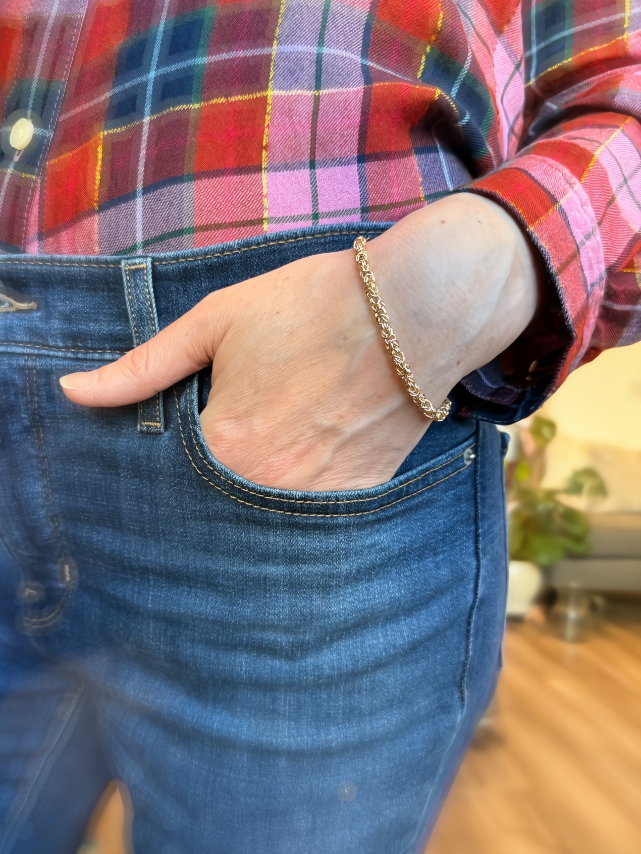 Delicate Byzantine Chainmaille Bracelet in 14K Gold Fill by Alison Morse at Shirley Shoppe