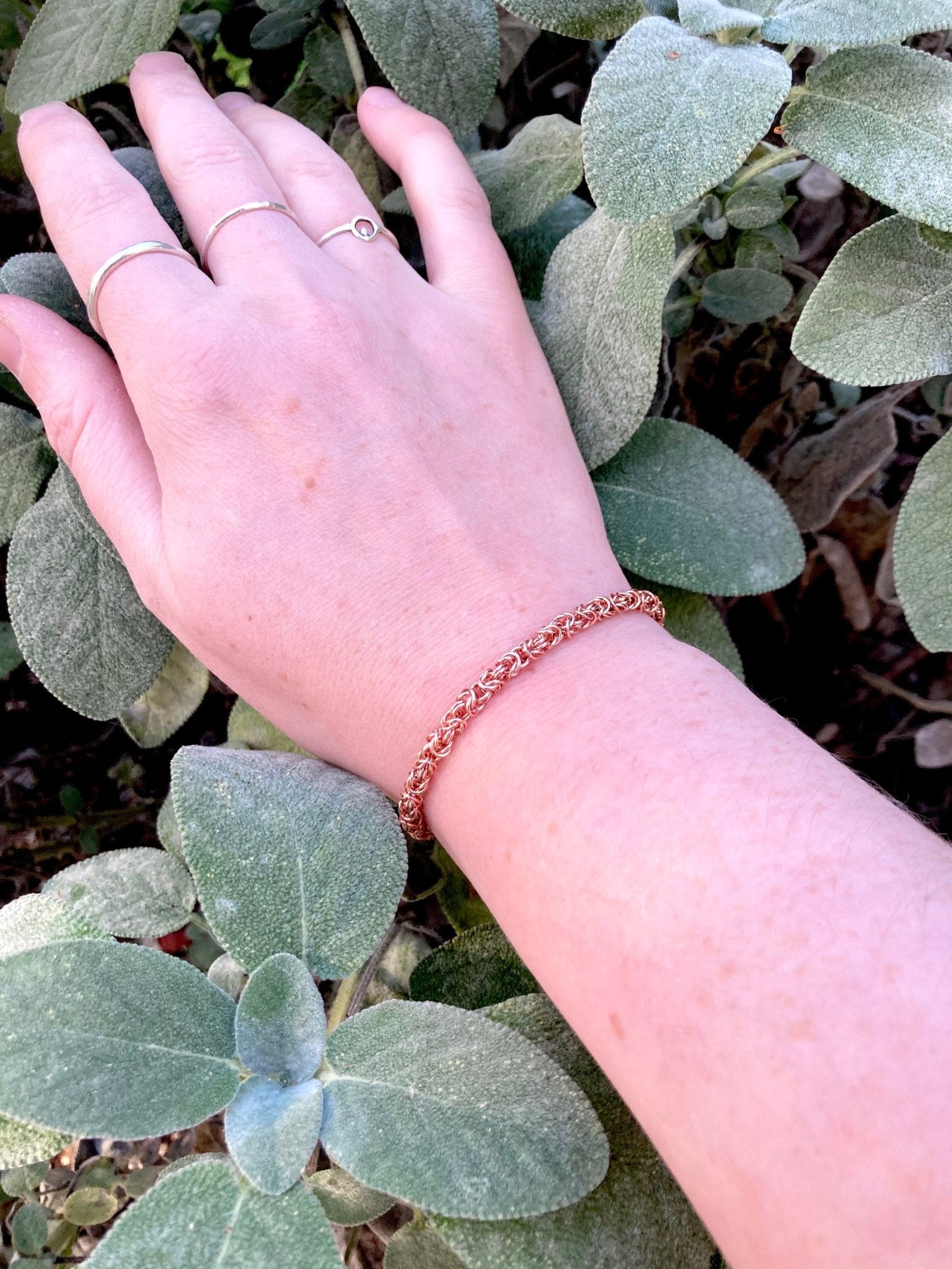 Delicate Byzantine Chainmaille Bracelet in Copper by Alison Morse at Shirley Shoppe