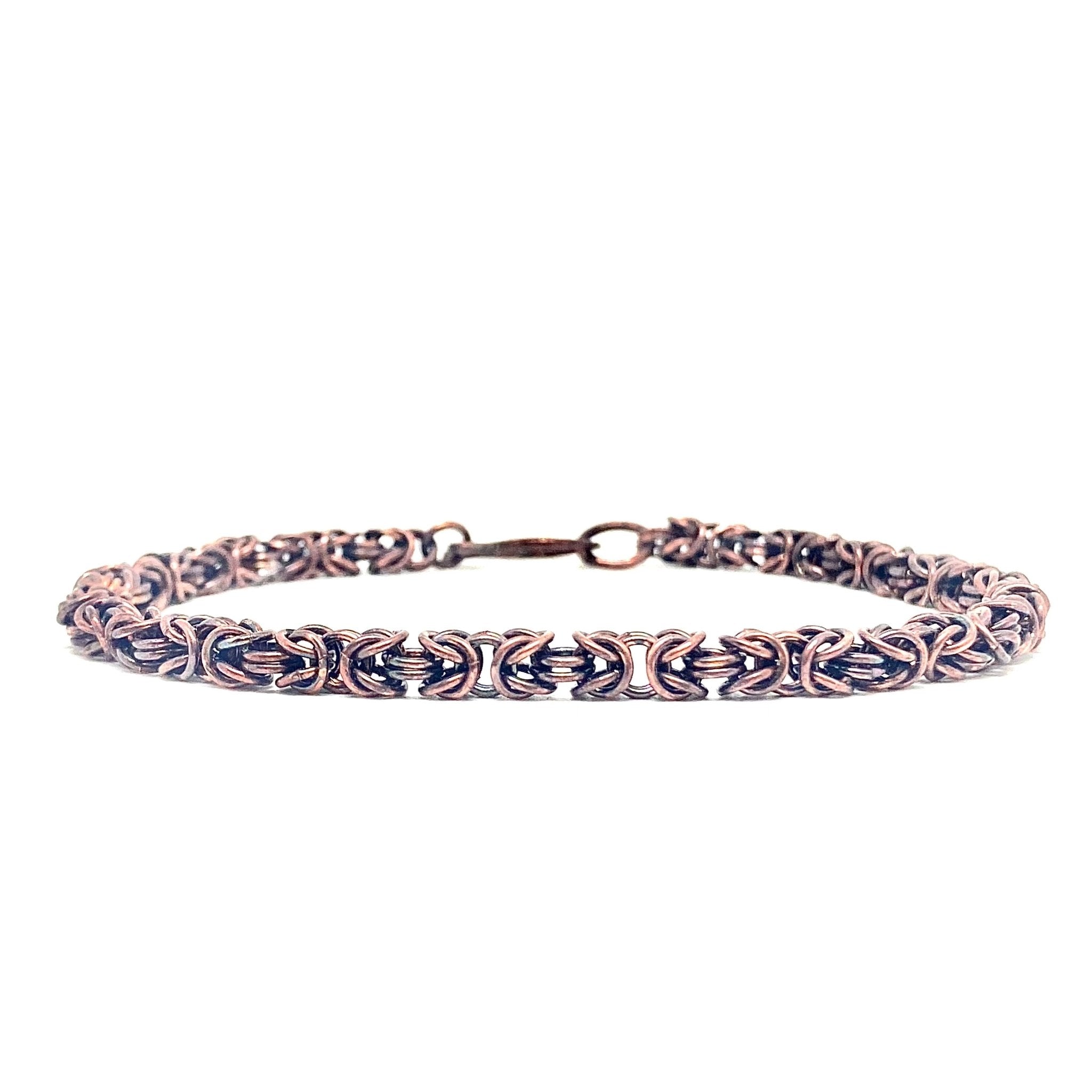 Delicate Byzantine Chainmaille Bracelet in Oxidized Copper by Alison Morse at Shirley Shoppe