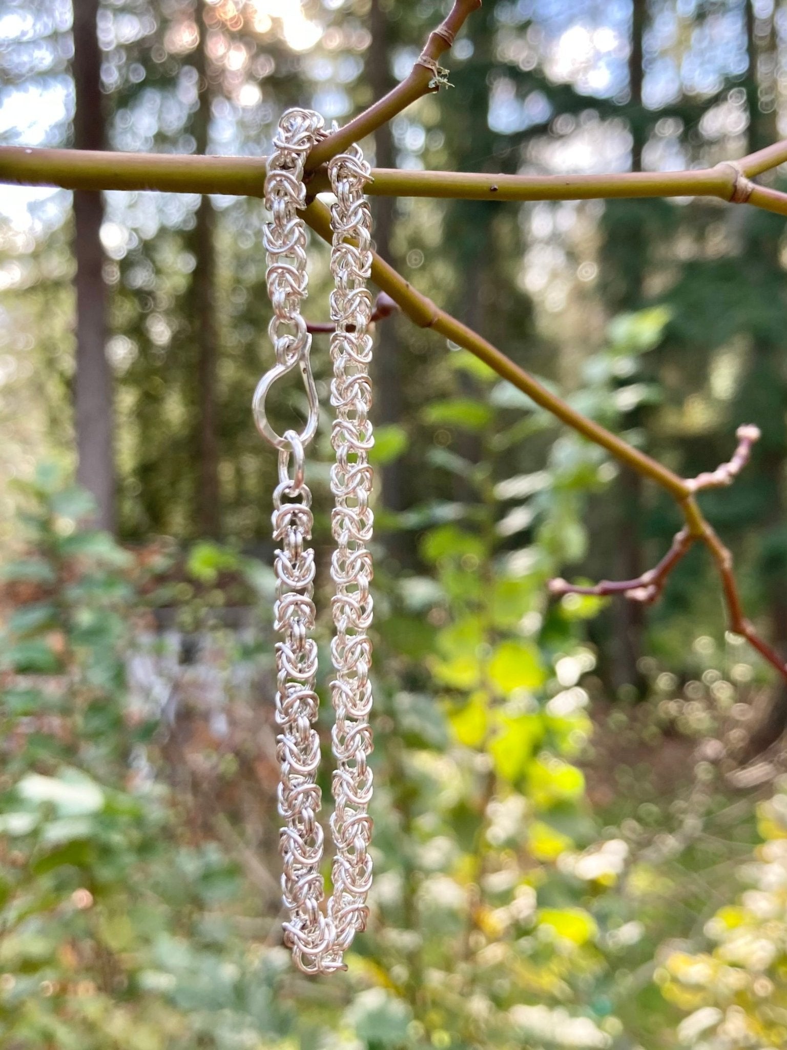 Delicate Byzantine Chainmaille Bracelet in Silver by Alison Morse at Shirley Shoppe