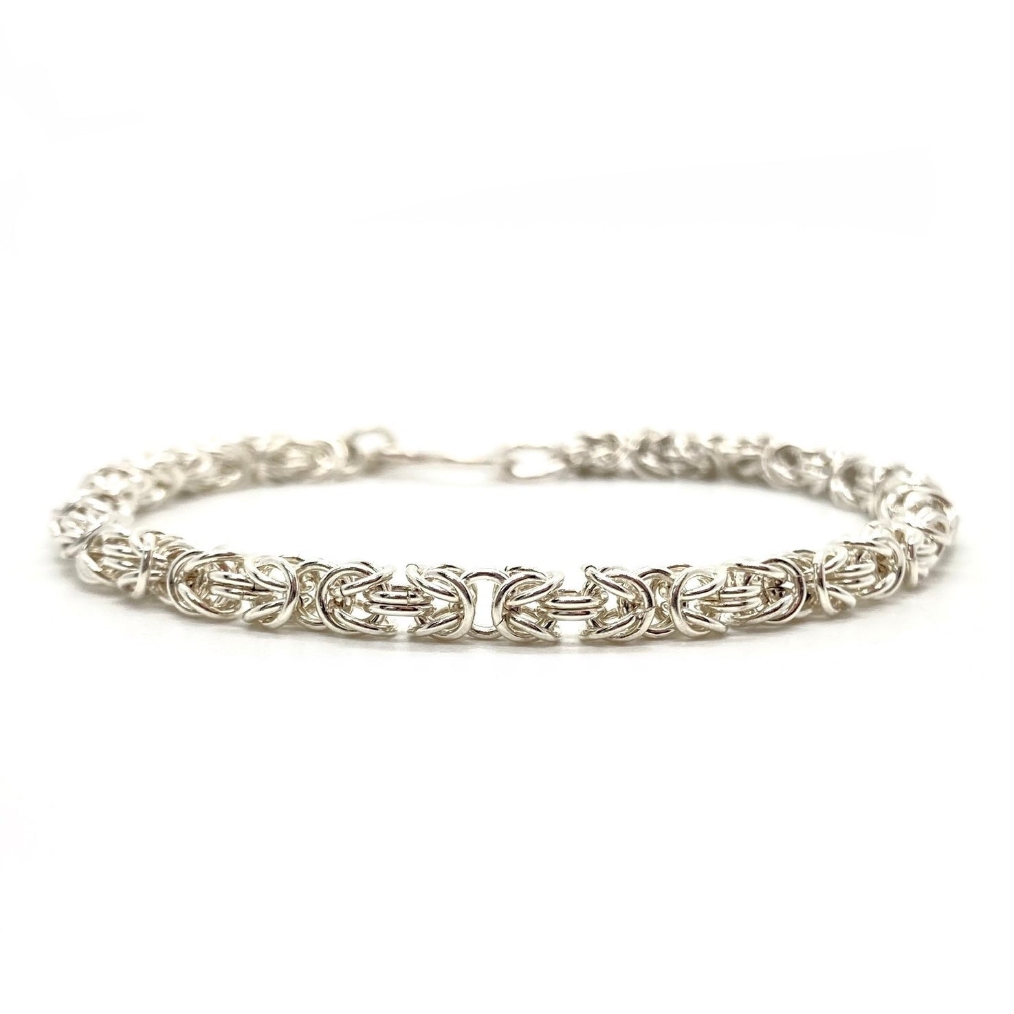 Delicate Byzantine Chainmaille Bracelet in Silver by Alison Morse at Shirley Shoppe