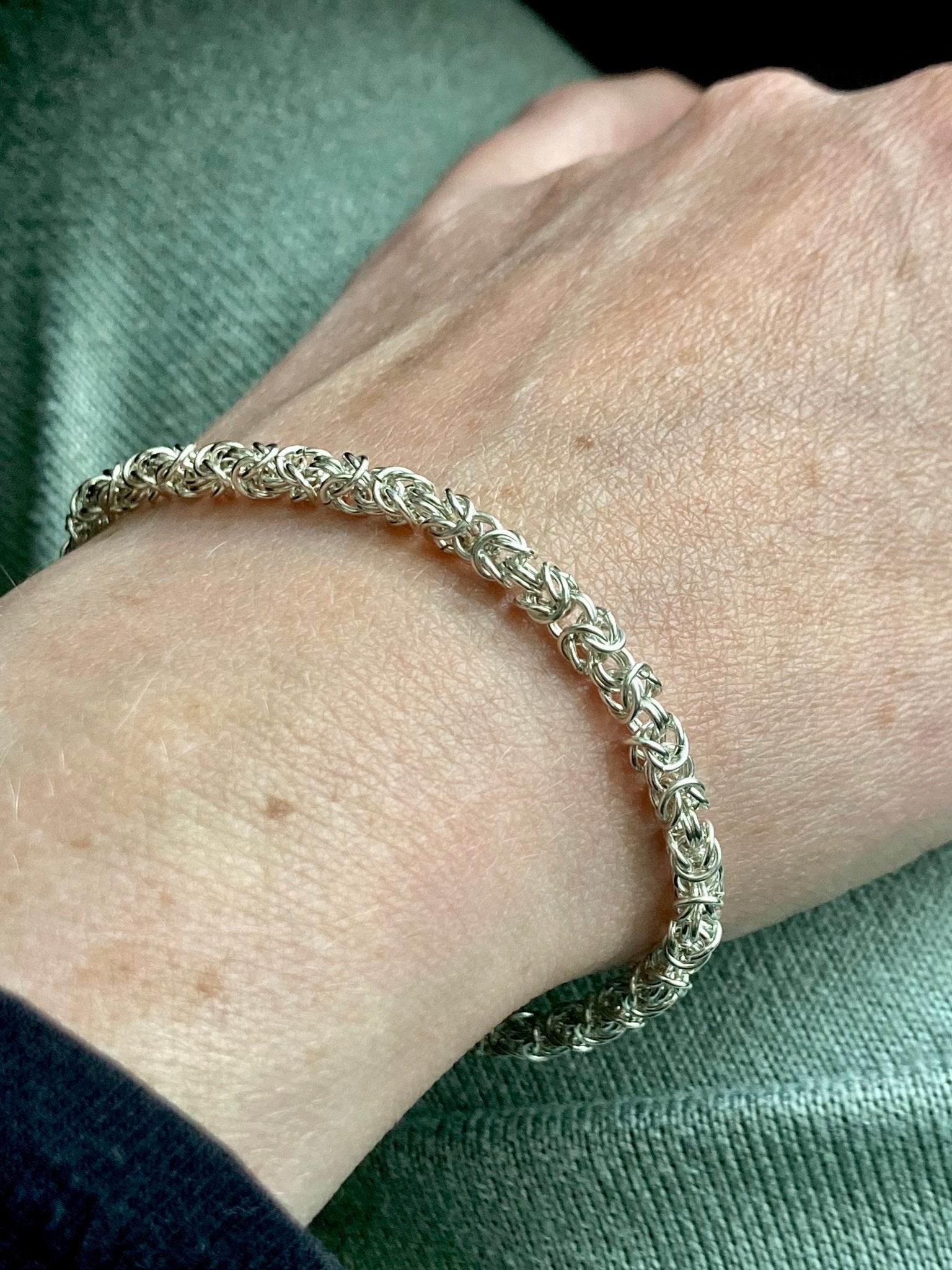 Delicate Byzantine Chainmaille Bracelet in Silver by Alison Morse at Shirley Shoppe