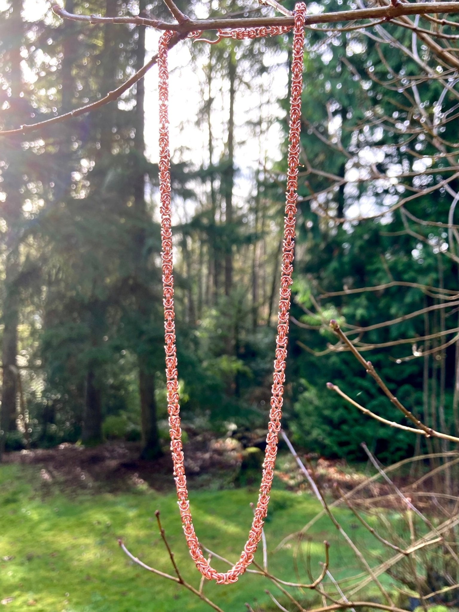 Delicate Byzantine Chainmaille Necklace in Copper by Alison Morse at Shirley Shoppe