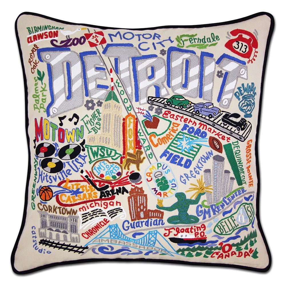 Detroit Hand - Embroidered Pillow by Cat Studio by Quirks! at Shirley Shoppe