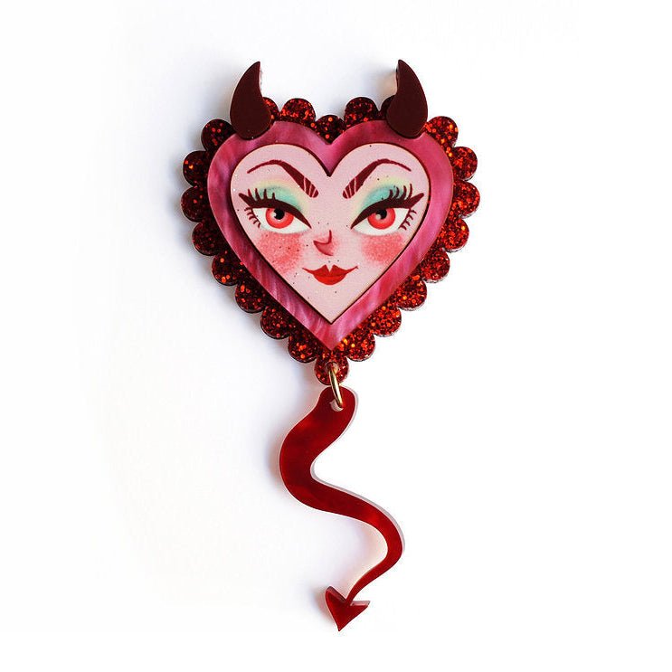 Devil Heart Brooch by Laliblue – Retro Kitschy Statement Brooch for Collectors by Quirks! at Shirley Shoppe