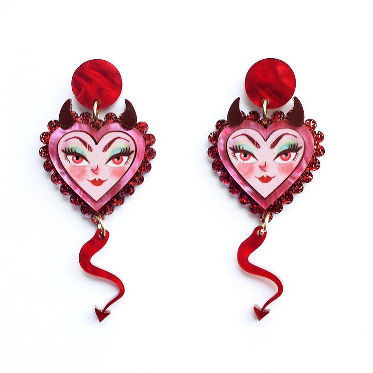 Devil Heart Earrings by Laliblue – Retro Statement Jewelry Laliblue by Quirks! at Shirley Shoppe