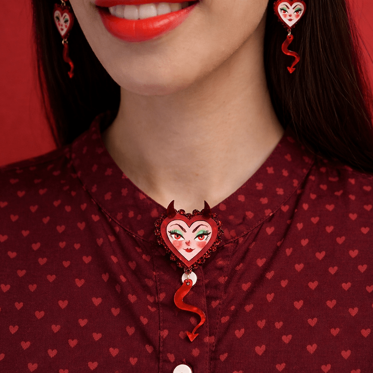 Devilish Heart Button Cover by Laliblue – Retro Statement Jewelry Laliblue by Quirks! at Shirley Shoppe