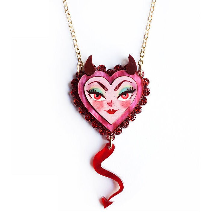 Devil's Heart Necklace by Laliblue – Retro Statement Necklace Vintage Inspired by Quirks! at Shirley Shoppe