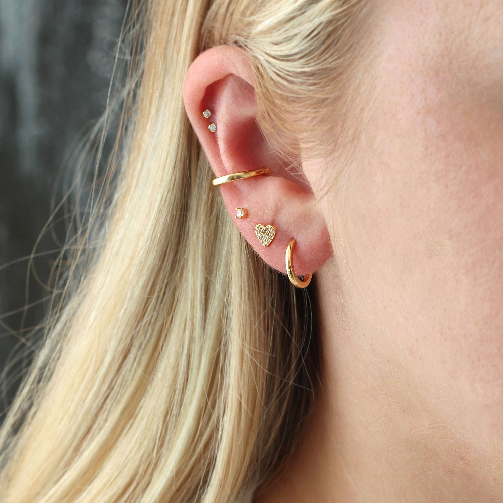 Kris Nations - Heart Crystal Stud Earrings 18K Gold Vermeil | Sterling Silver CZ Crystals Nickel Free Hypoallergenic Ships from CA