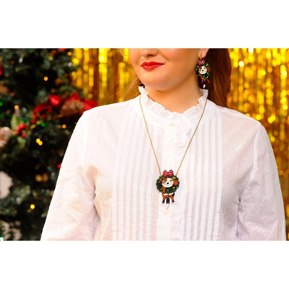 Dog in A Christmas Wreath Necklace by Laliblue by Quirks! at Shirley Shoppe
