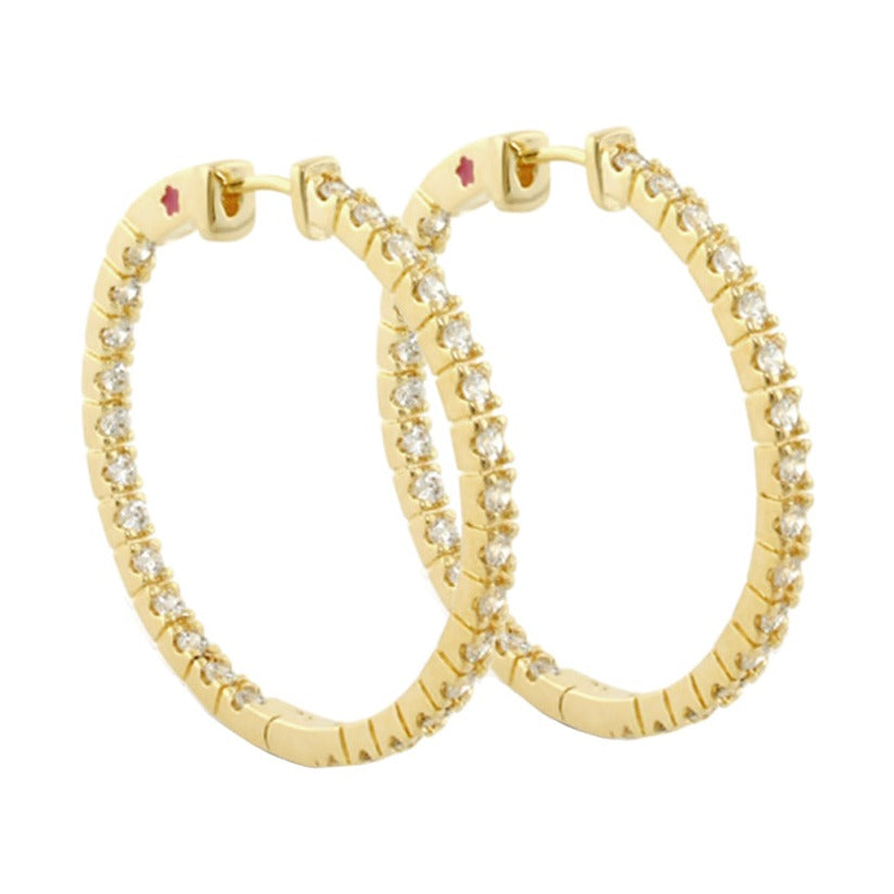 Glamour Pave Earrings — Slim Inside-Out Hoop