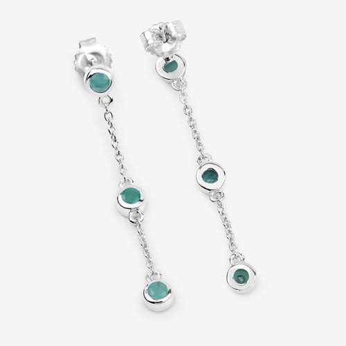 0.60 Carat Genuine Emerald .925 Sterling Silver Earrings