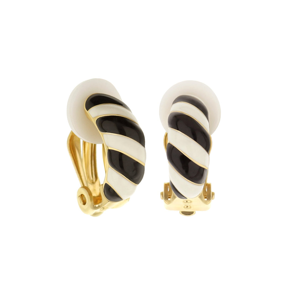 Clip-On Enamel Striped Earrings